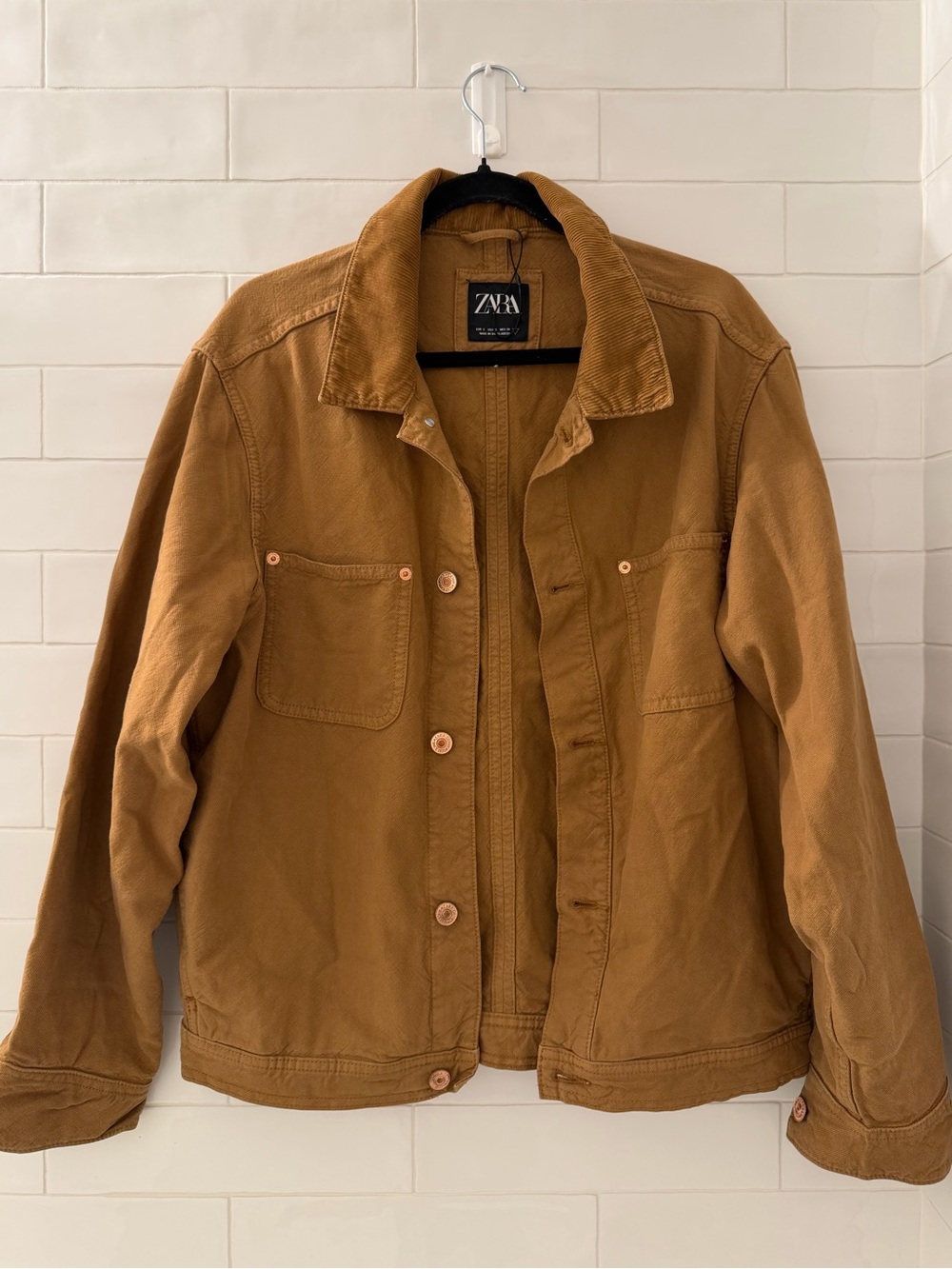 Zara Men’s Tan Canvas Shirt Jacket